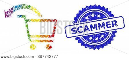 Rainbow Colorful Vector Cancel Shopping Order Mosaic For Lgbt, And Scammer Rubber Rosette Stamp Seal