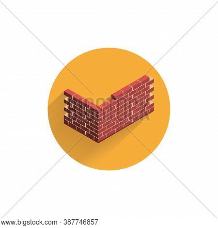 Brick Wall Vector Flat Icon With Long Shadow