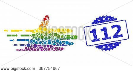 Spectrum Colored Vector Moving Hand Collage For Lgbt, And 112 Dirty Rosette Stamp. Blue Stamp Includ
