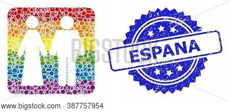 Rainbow Colorful Vector Married Groom And Bribe Collage For Lgbt, And Espana Rubber Rosette Stamp Se