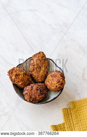 Sheftalia Cypriot Sausages / Traditional Cyprus Meatballs Made With Lamb And Pork Kofta Or Kofte.