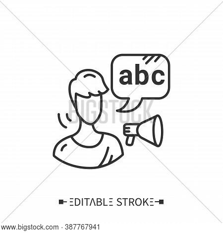Speaking Line Icon. Lexicon. Language Practice. Foreign Languages Learning Methods And Translation E
