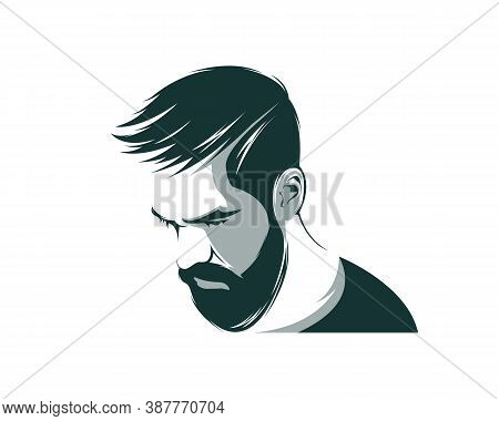 Men's Serious Face Logo Design Vector Eps