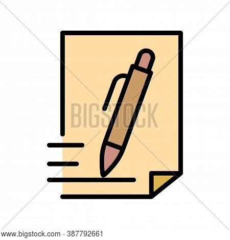 Pen And Document Icon. Outline Pen And Document Vector Icon For Web Design Isolated On White Backgro