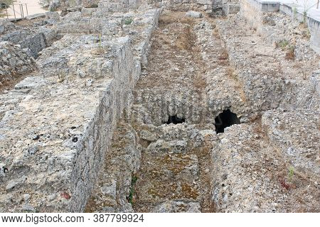 Walls Of The Roman Remains In Conimbriga, Portugal