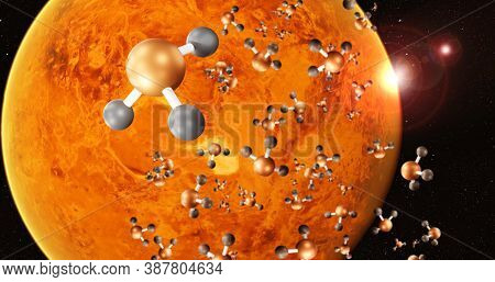 3d Illustration Venus With The Detection Of Phosphine And Phosphorus In Venus' Atmosphere. And Indic