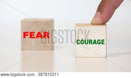 Courage - Fear Signpost Isolated On White Background.