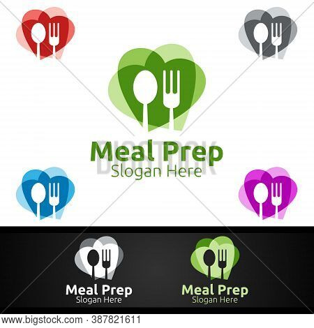Meal Prep Healthy Food Logo For Restaurant, Cafe Or Online Catering Delivery