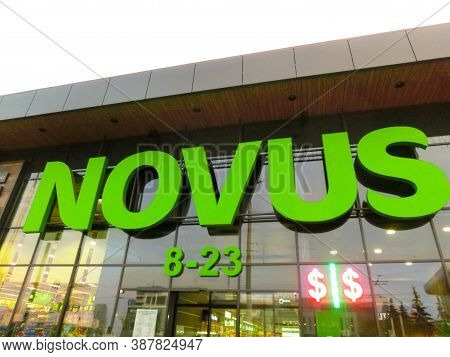 Kyiv, Ukraine - September 6, 2020: Sign Of Supermarket Novus At Kyiv, Ukraine On September 6, 2020