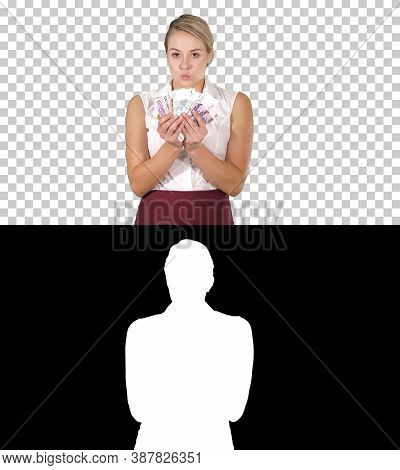 Happy Young Businesswoman Holding Fan Of Euro Notes, Alpha Chann