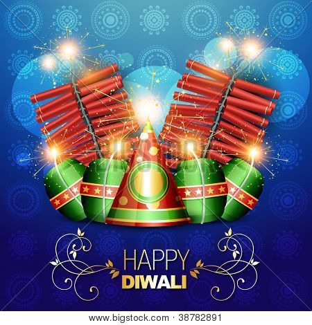 Ilustracja wektorowa diwali krakersy tło