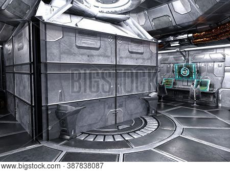3d Rendering Of A Science Fiction Spaceship Interior