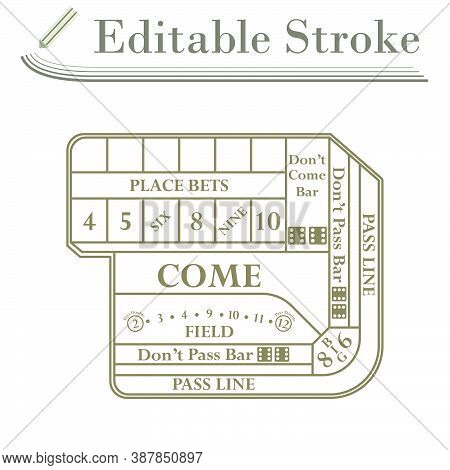 Craps Table Icon. Editable Stroke Simple Design. Vector Illustration.