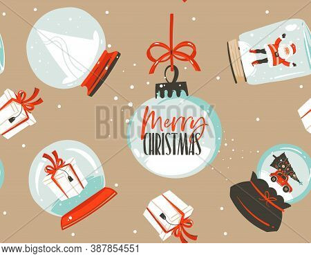 Hand Drawn Vector Abstract Fun Stock Flat Merry Christmas And Happy New Year Time Cartoon Festive Se