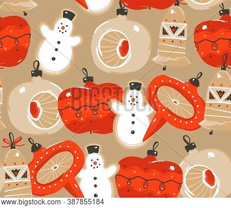 Hand Drawn Vector Abstract Fun Stock Flat Merry Christmas, And Happy New Year Time Cartoon Festive S