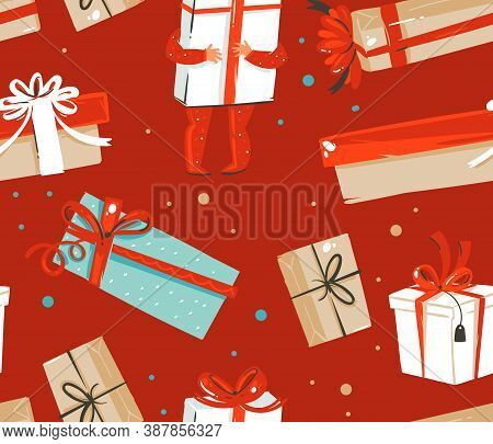 Hand Drawn Vector Abstract Fun Stock Flat Merry Christmas, And Happy New Year Time Cartoon Festive S