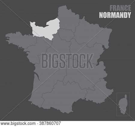 The France Map With The Highlighted Normandy Region