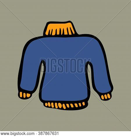 Cozy Clothes: Blue Pullover. Color Doodle Style Graphic Elements