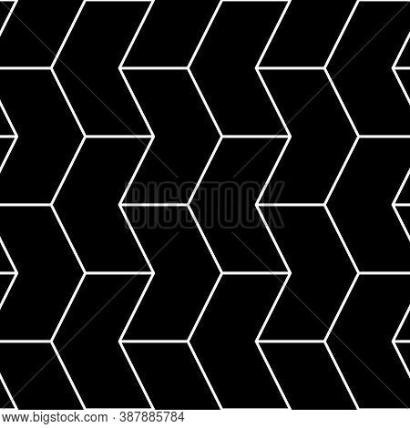 Mosaic. Zigzag Figures Ornament. Repeated Puzzle Shapes Background. Arrows Motif. Chevrons Tiles Wal