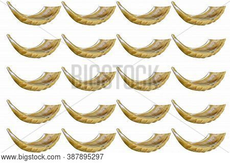 Seamless Pattern Shofar Horn. Shofar Isolated On White. Yom Kippur, Rosh Hashanah Jewish Holiday Sym
