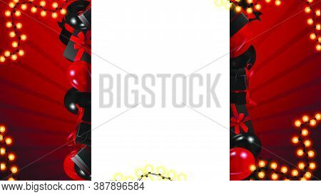 Blank Black Friday Template With White Strape In The Middle For Your Text Decorated With Presents An