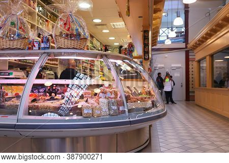 Gothenburg, Sweden - August 27, 2018: Traditional Gourmet Cuisine Marketplace In Gothenburg, Sweden.