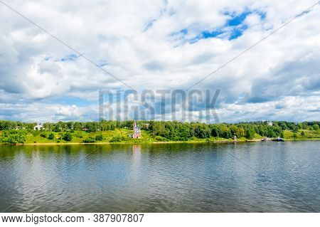Top View Of The Romanovskaya Side Of The City Of Tutaev And The Kazan-transfiguration Church On The 