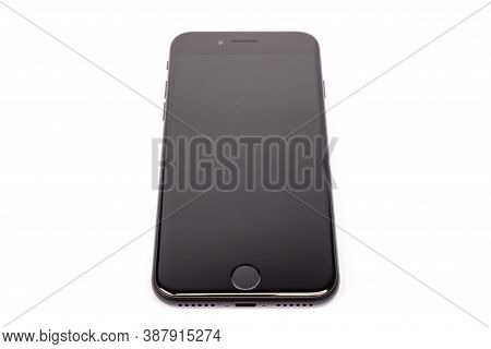 Paris, France - May 14, 2020: Design Of The New Black Iphone Se 2020 From The Multinational Company 