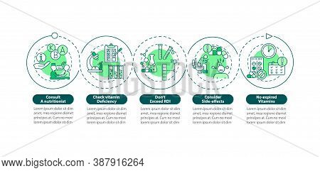 Vitamins Consumption Tips Vector Infographic Template. Consider Side-effects Presentation Design Ele