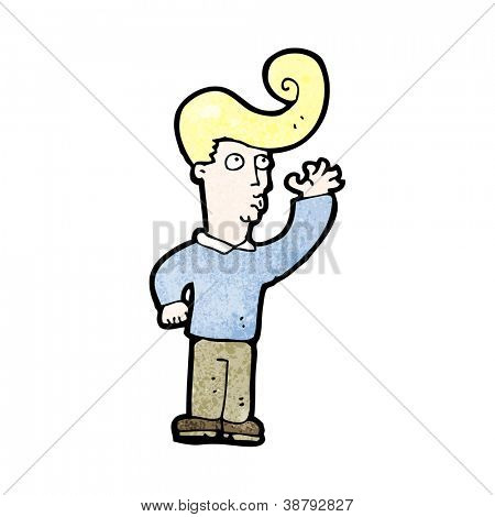 การ์ตูนชายกับ quiff ใหญ่