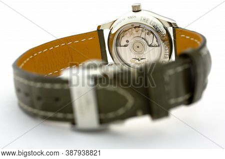 Rome, Italy 01.10.2020 - Longines Ladys Wrist Watch Isolated On White. Longines Brand Logo On Stainl