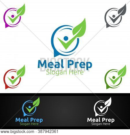 Eco Meal Prep Healthy Food Logo For Restaurant, Cafe Or Online Catering Delivery