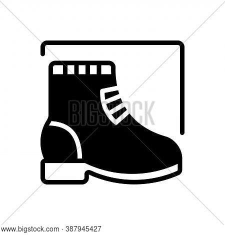 Black Solid Icon For Boot Footwear Footgear Shoes Brogue Waterproof Safety Protection Fashion
