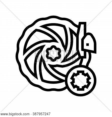 Brake Pads And Disc Brakes Cleaning And Adjustment Line Icon Vector. Brake Pads And Disc Brakes Clea