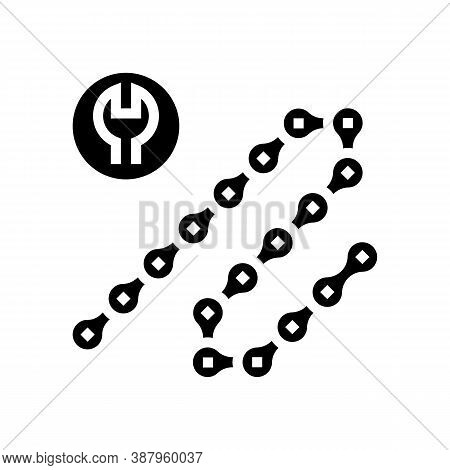 Bicycle Chane Repair And Shortening Glyph Icon Vector. Bicycle Chane Repair And Shortening Sign. Iso
