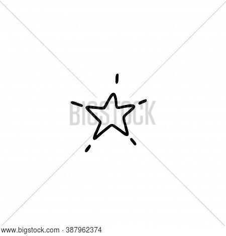 Five-pointed Shining Star. Contour Of A Glittering Star Celestial Element. Hand Drawn Shining Doodle