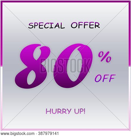 Elegant Purple Special Offer Discount Banner With 99% Off Hurry Up Text Design On White Gradient Bac