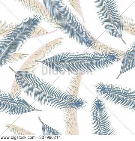 Organic Feather Plumelet Vector Pattern. Boho Wallpaper. Ethnic Aztec Feather Plumelet Wrapping Pape