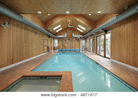 Indoor Pool With Wood Siding