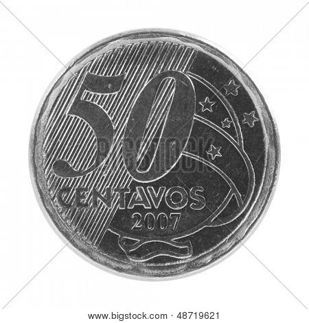 Moneta da 50 centavos real brasiliano isolato 