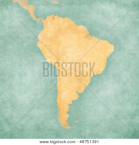Mapa Jižní Ameriky - prázdná mapa (vintage Series)