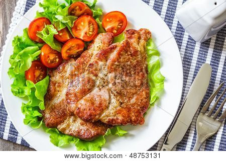 Steak with salad