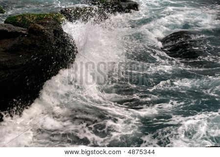 Waves Beating The Rock