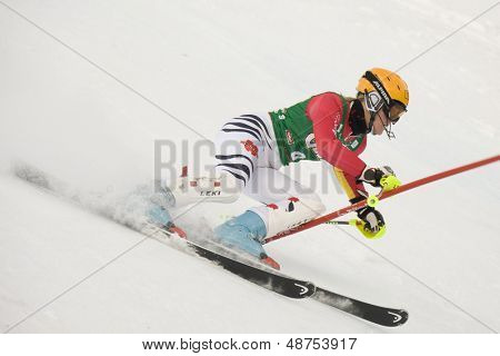 LIENZ, Itävalta-29 joulukuu 2009. Susanne RIESCH GER hyökkäykset control gate, vaikka kilpailevat f