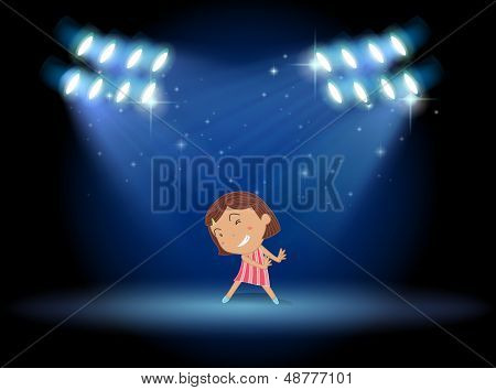 Illustrazione di una bambina che danza nel bel mezzo della fase
