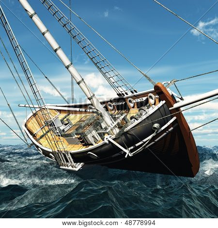Pirate Brigantine draußen am Meer