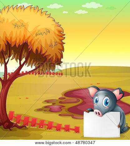 Ilustrace hospodářství prázdná deska na prasečí farmu s chovem prasat