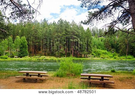 Picnic Tables And River