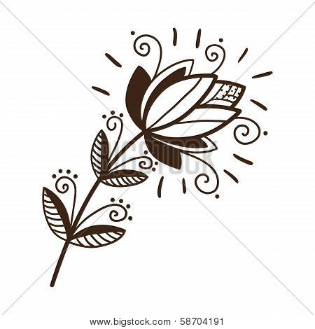 Abstract graphic flower isolated on white.