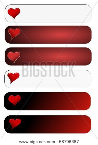 Banners With Heart On A Red Hued Background